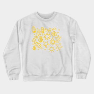 summer items yellow - sun ice cream bee seastar sea elements warm Crewneck Sweatshirt